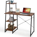 Computer Desk with Shelves Study Writing Desk Workstation with Bookshelf  HW65585