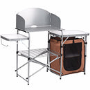 Foldable Camping Table Outdoor BBQ Portable Grilling Stand w/Windscreen Bag Outdoor Furniture OP3689