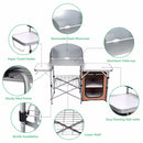 Foldable Camping Table Outdoor BBQ Portable Grilling Stand w/Windscreen Bag Outdoor Furniture OP3689
