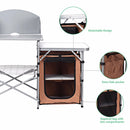 Foldable Camping Table Outdoor BBQ Portable Grilling Stand w/Windscreen Bag Outdoor Furniture OP3689