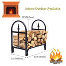 2 Feet Outdoor Heavy Duty Steel Firewood Log Rack Wood Storage Holder Black
