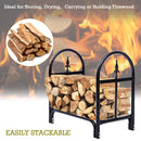 2 Feet Outdoor Heavy Duty Steel Firewood Log Rack Wood Storage Holder Black