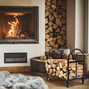 2 Feet Outdoor Heavy Duty Steel Firewood Log Rack Wood Storage Holder Black