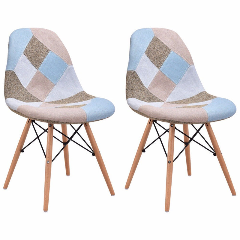 Set of 2 Pcs Modern Dining Side Chair Armless Linen Upholstered with Wood Legs Mid Century Furniture Dining Chair HW56503