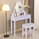 Vanity Wooden Makeup Dressing Table Stool Set Bathroom Mirror+3 Drawer Home Furniture HW55560
