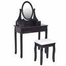 Vanity Wooden Makeup Dressing Table Stool Set Bathroom Mirror+3 Drawer Home Furniture HW55560