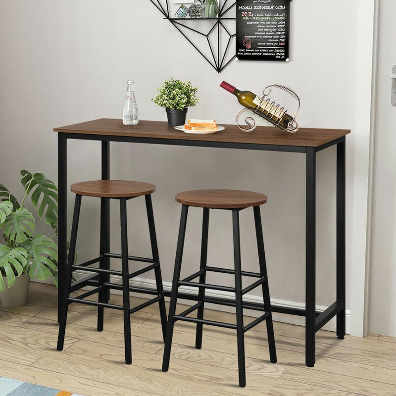 3 Piece Bar Table Set Pub Table and 2 Stools Counter Kitchen Dining Set