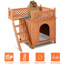 Wooden Puppy Pet Dog House Wood Room In/outdoor Raised Roof Balcony Bed Shelter