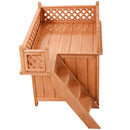 Wooden Puppy Pet Dog House Wood Room In/outdoor Raised Roof Balcony Bed Shelter