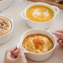 4/8-Piece 310ML White Porcelain Bake Plate Pans with Handle