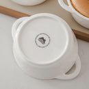 4/8-Piece 310ML White Porcelain Bake Plate Pans with Handle
