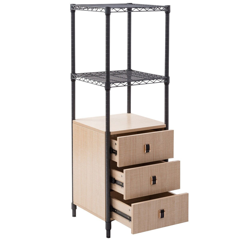 Steel Frame Storage Tower Floor Cabinet Unit Freestanding Bath 3 Drawers Shelf