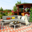 4PCS Patio Conversation Furniture Set Aluminum Frame Sofa Lounge Chair Cushioned HW65784+