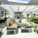 4PCS Patio Conversation Furniture Set Aluminum Frame Sofa Lounge Chair Cushioned HW65784+