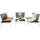 4PCS Patio Conversation Furniture Set Aluminum Frame Sofa Lounge Chair Cushioned HW65784+