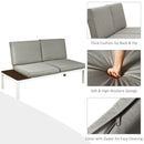 4PCS Patio Conversation Furniture Set Aluminum Frame Sofa Lounge Chair Cushioned HW65784+