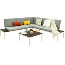 4PCS Patio Conversation Furniture Set Aluminum Frame Sofa Lounge Chair Cushioned HW65784+