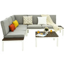 4PCS Patio Conversation Furniture Set Aluminum Frame Sofa Lounge Chair Cushioned HW65784+