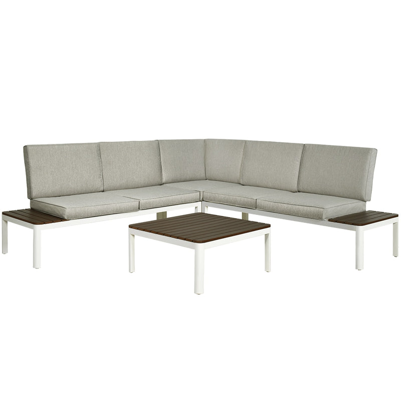 4PCS Patio Conversation Furniture Set Aluminum Frame Sofa Lounge Chair Cushioned HW65784+
