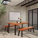 Rectangular Acacia Wood Dining Table Rustic Furniture for Indoor & Outdoor HW66354
