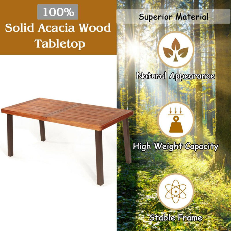 Rectangular Acacia Wood Dining Table Rustic Furniture for Indoor & Outdoor HW66354