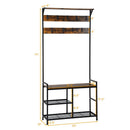 3-In-1 Industrial Coat Rack Shoe Bench Entryway Hall Tree w/Storage Shelf