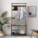 3-In-1 Industrial Coat Rack Shoe Bench Entryway Hall Tree w/Storage Shelf