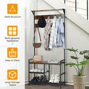 3-In-1 Industrial Coat Rack Shoe Bench Entryway Hall Tree w/Storage Shelf