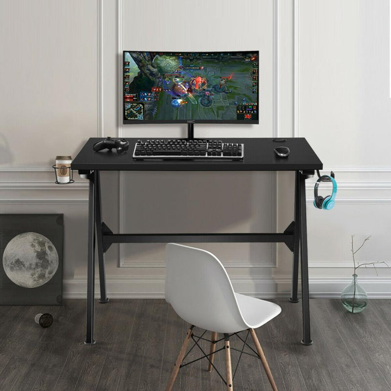 Gaming Desk Home Office PC Table Computer Desk with Cup Holder & Headphone Hook HW64032
