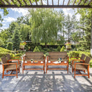 8PCS Outdoor Patio Rattan Furniture Set Acacia Wood Frame Sofa Loveseat Garden 2*HW66510+