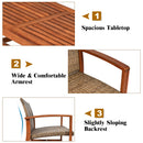 8PCS Outdoor Patio Rattan Furniture Set Acacia Wood Frame Sofa Loveseat Garden 2*HW66510+