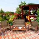 8PCS Outdoor Patio Rattan Furniture Set Acacia Wood Frame Sofa Loveseat Garden 2*HW66510+