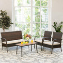 4PCS Patio Rattan Furniture Set Outdoor Conversation Set Coffee Table w/Cushions HW66527