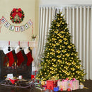 7.5Ft Pre-Lit Artificial Christmas Tree Hinged w/ 540 LED Lights & Pine Cones CM20636