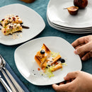 6-Piece 7.5 Inch White Porcelain Dessert Plate Set Snack Fruit Cake Plate Dishes Set Kitchen