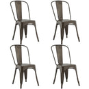 Set of 4 Dining Side Chair Stackable Bistro Cafe Metal Stool Vintage