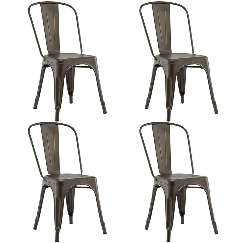Set of 4 Dining Side Chair Stackable Bistro Cafe Metal Stool Vintage