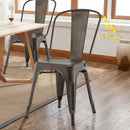Set of 4 Dining Side Chair Stackable Bistro Cafe Metal Stool Vintage