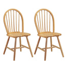 Set of 2 Vintage Windsor Side Chairs Wood Spindleback Dining Room Natural