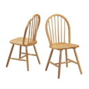Set of 2 Vintage Windsor Side Chairs Wood Spindleback Dining Room Natural