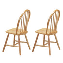 Set of 2 Vintage Windsor Side Chairs Wood Spindleback Dining Room Natural