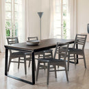Set of 4 Dining Side Chairs Armless PU Leather Upholstered Seat Wooden Leg Black