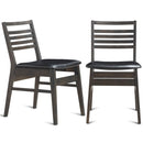 Set of 4 Dining Side Chairs Armless PU Leather Upholstered Seat Wooden Leg Black