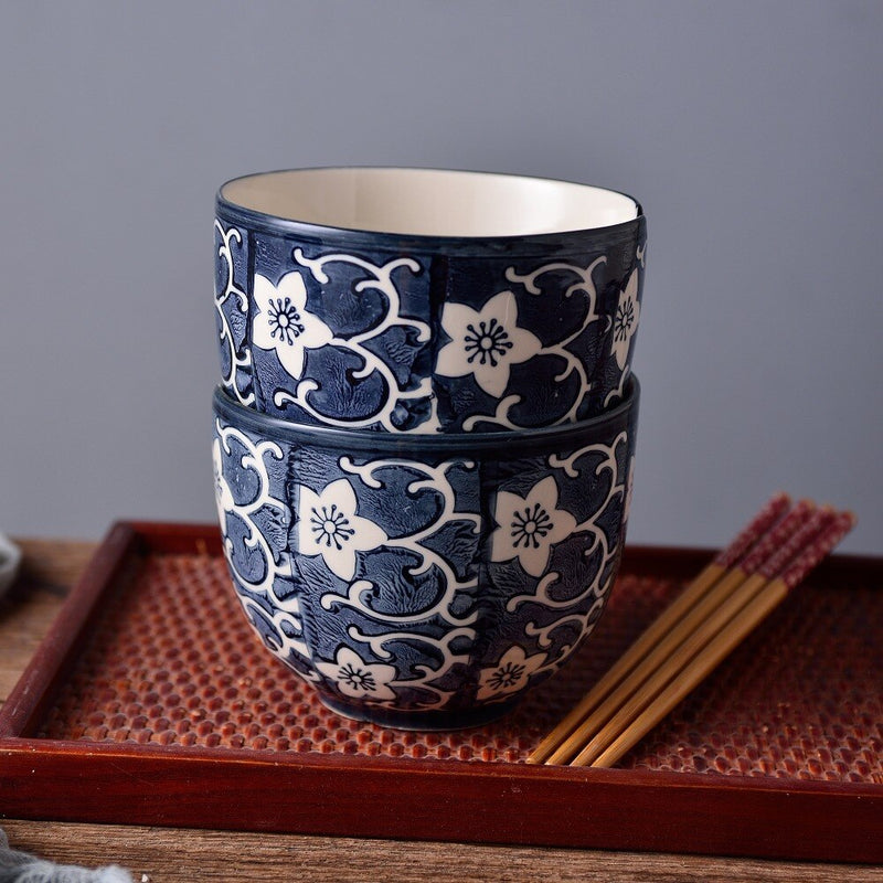 2-Piece Japanese Style Special Design 470ml Porcelain Bowl Set