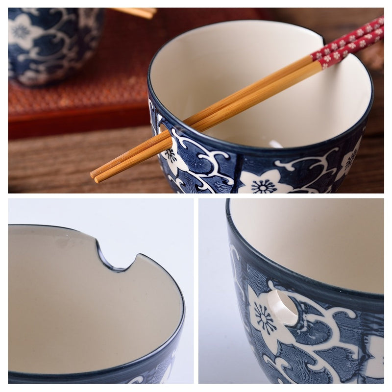 2-Piece Japanese Style Special Design 470ml Porcelain Bowl Set