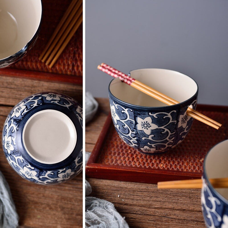 2-Piece Japanese Style Special Design 470ml Porcelain Bowl Set