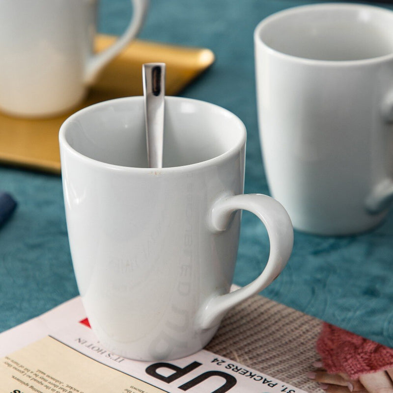 6 Pieces Ivory White Porcelain 360cc Coffee Mug Cup