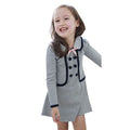 Baby Girls Clothing Long-Sleeved Fake 2 Piece Dress Fashion Dress With Bowknot Kids Dresses