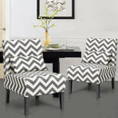 Set of 2 Armless Accent Chairs for Living Room  with Lumbar Pillow Gray Chevron