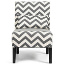 Set of 2 Armless Accent Chairs for Living Room  with Lumbar Pillow Gray Chevron